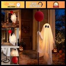 6FT Life Size Ghost Halloween Decorations Outdoor with Red Balloon, Spooky Yard