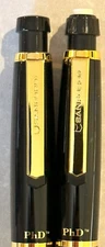 Sanford 18K Gold-Plated Gloss Black PhD Pen and Pencil Set - Real Gold Plated!