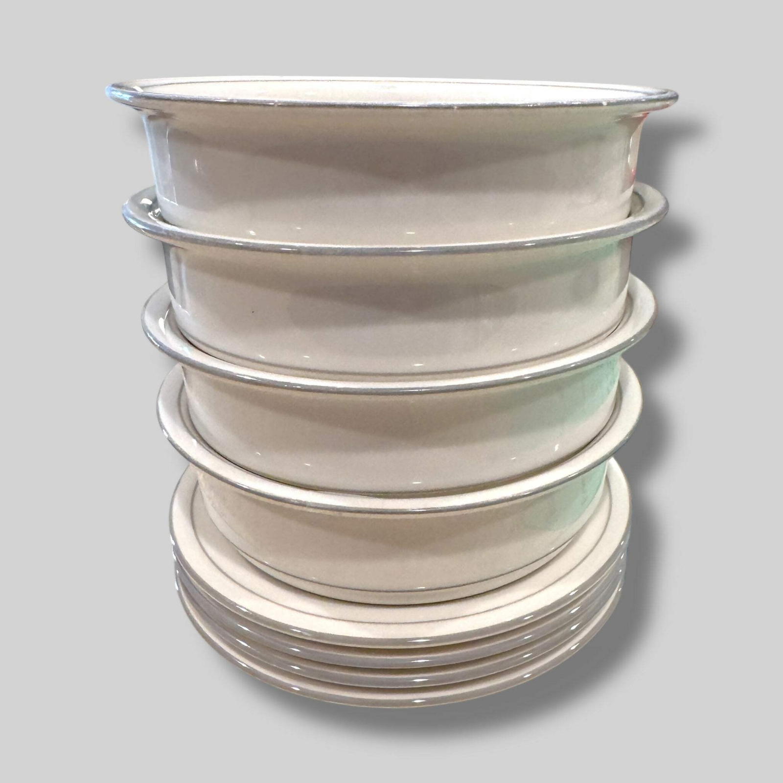 Lenox | Chinastone For the Grey Patterns 8-Piece Bowl & Saucer Set | Gently Used