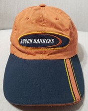 Vintage Busch Gardens Theme Park Hat Cap Strapback Orange Blue Mens Adjustable
