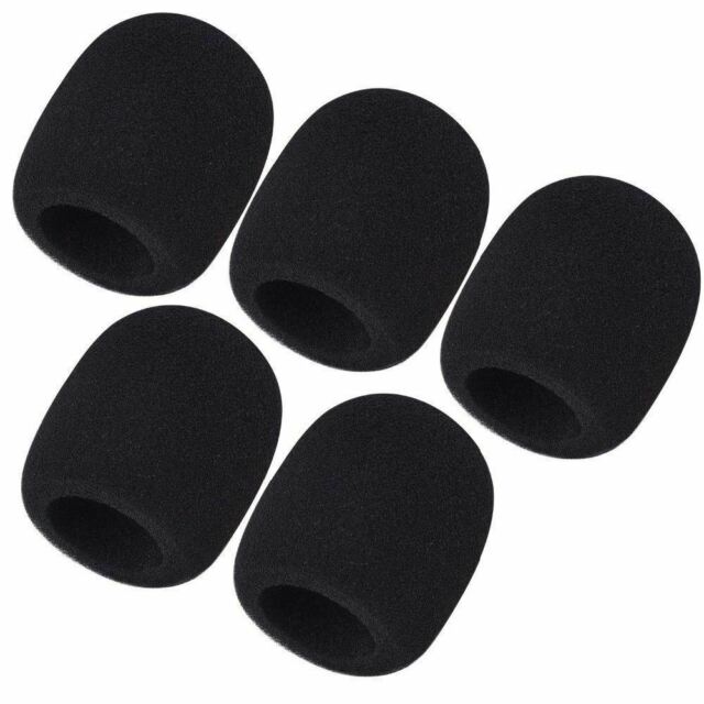 5Pcs Black Microphone Windscreen Pop Filter Sponge Foam Wind Shield Mic Cover