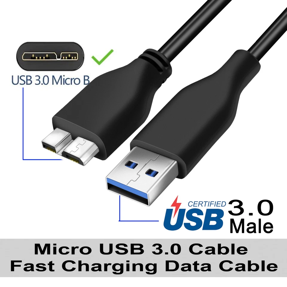 45CM USB 3.0 Cable A to Micro B high Speed Upto 4.8 Gbps Data Transfer Cable ... - Image 4 of 4
