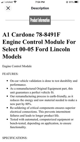 Ford engine control computers module XTP88491F Interchange # 78–8491F. - Picture 8 of 10