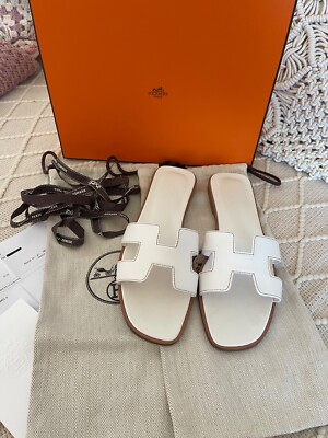 Original Hermés  Oran Sandalen weiß mit Rechnung 