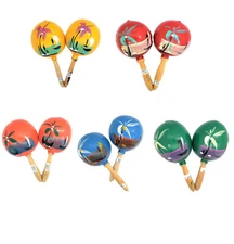 8" Hand Made Genuine Mexican Real Wooden Maracas (Pack of 2) 