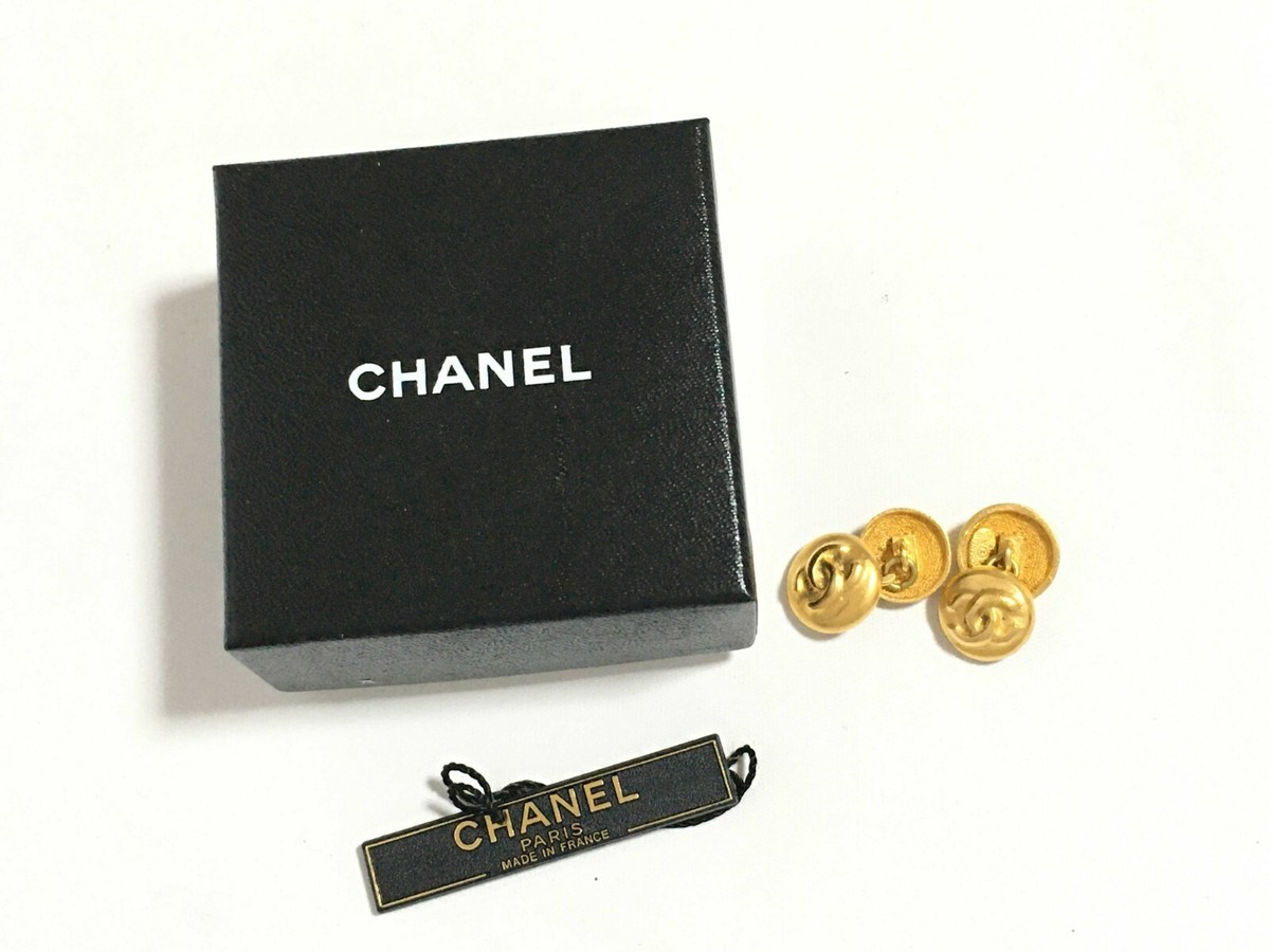 CHANEL Cufflink tie pin cuffs AUTH Coco Logo Mark CC Vintage