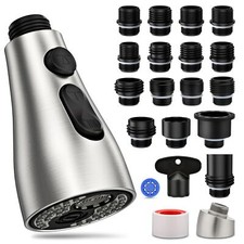 Kitchen Faucet Head Replacement with 17 Adapters Pull Down Spray Head