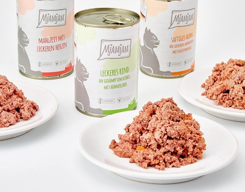 MjAMjAM Premium Nassfutter für Katzen Mixpaket I Huhn, Rind, Herzen, (6x400g) - Bild 2 von 5