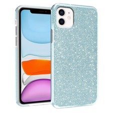 Custodia Brillantini Cover Glitter 3 in 1 per Apple Iphone 11 Azzurro
