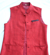 VINTAGE RED VEST LONG FORMAL JACQUARD SLEEVELESS MENS 38 ROCKER GLAM ROCK