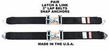 CLIP IN 3" SEAT BELTS LATCH & LINK RACING HARNESS BLACK