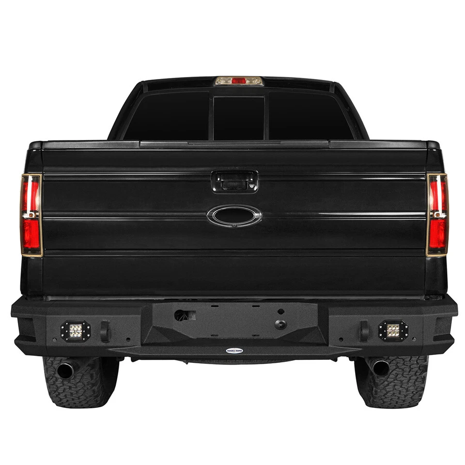 Fit 2006-2023 Ford F150 F250 F350 Ranger Textured Steel Rear Bumper w/ LED Light Foto 3 de 4