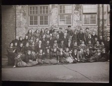 c1900 Large SCHOOL GROUP PHOTO - Mixed Boys & Girls Glass Lantern Photo Slide
