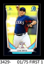 1-2014 BOWMAN CHROME DRAFT BLACK REFRACTOR LUIS ORTIZ ORIOLES01/75 FIRST ONE