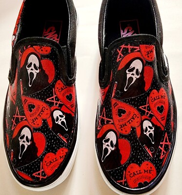 VANS slip-on Asher Shoes Hand Detailed Women's, ANY SIZE Available