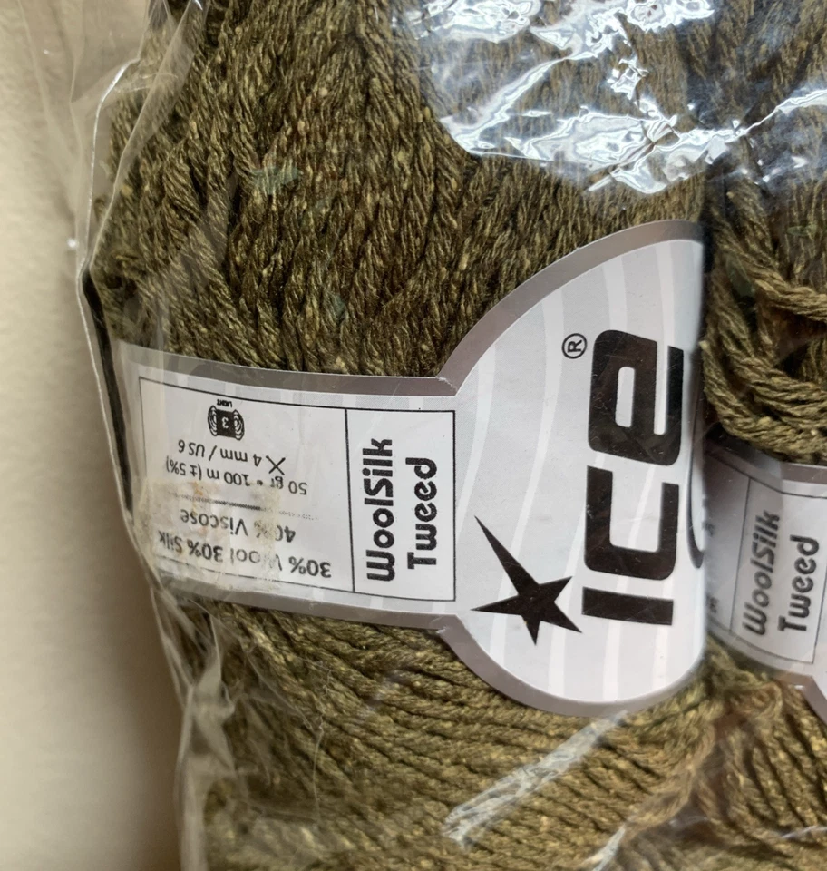 Lot of 7 Ice Yarns Wool Silk Tweed Yarn - Khaki # 22367 - Image 2 of 4