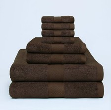 8 Pack Brown Towel Set 2 Bath, 2 Hand, 4 WashCloth Towels 100 Cotton Ring Spun
