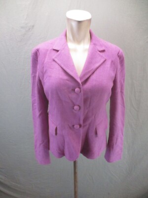 MARELLA Size S Womens Purple Wool Blend Lapel Faux Pocket Button Up Blazer 242