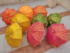 Decorative Indian 10 PC Lot Umbrella Hand Embroiderd Vintage Sun Shade Parasol