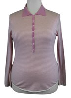 Marina Rinaldi By Maxmara Dygor Pink / White Striped Henley Sweater M on sale Marina Rinaldi By Maxmara Dygor Pink / White Striped Henley Sweater M on sale