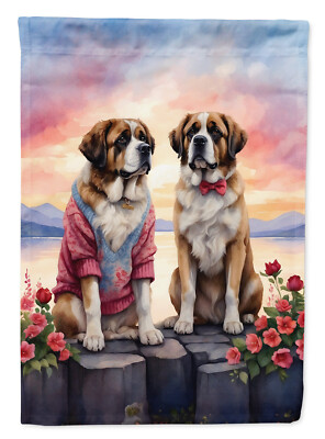 Saint Bernard Two Hearts Valentine Flag