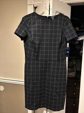 NWT Chaps Black White Check Short Sleeves Dress Size 12