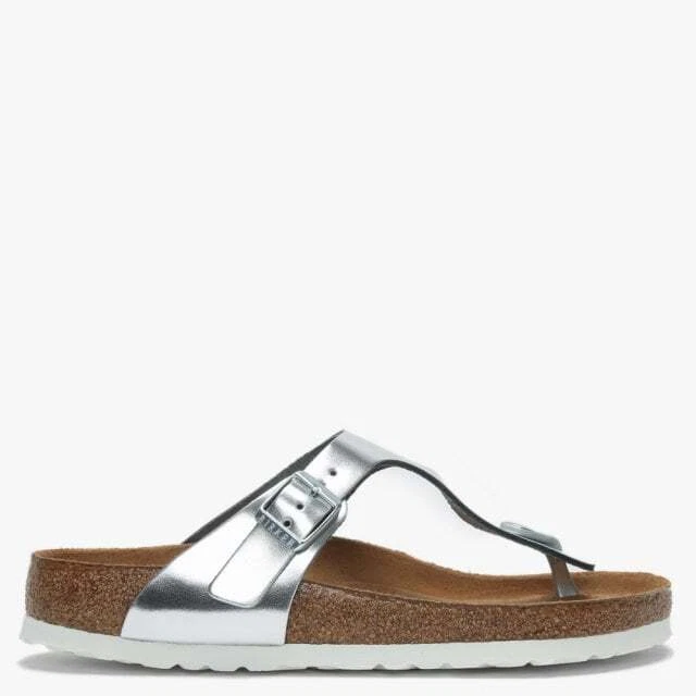 BIRKENSTOCK LADIES GIZEH SILVER SLIPON SANDALS 3674
