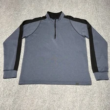 HAWKE&CO  1/4 Zip Shirt Men's Large Long Sleeve Blue Pro Flex Tech-Fibers