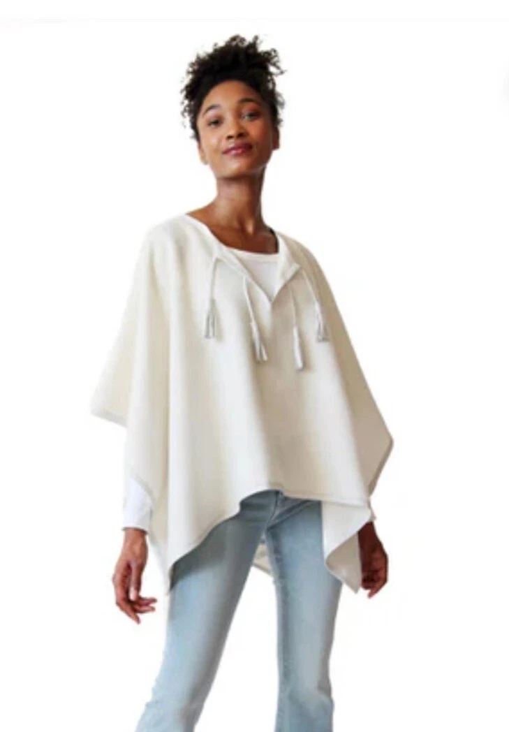 Equestrian Stick & Ball Poncho Baby Alpaca Wool Ivory Quite Luxury Minimalist