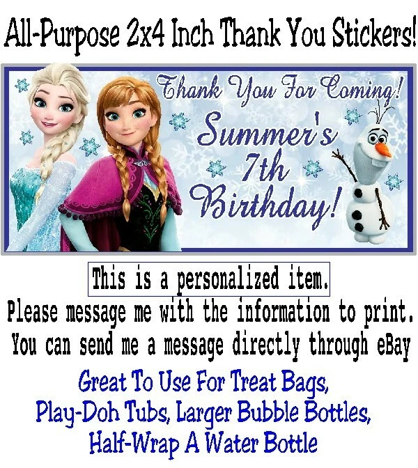 Frozen Elsa Anna Birthday Thank you card Frozen Anna Elsa Olaf