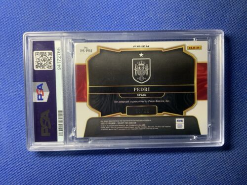 2022-23 Panini Select FIFA Pedri Pitchside Auto Purple 3/20 Psa 8/10 POP. 1 - Bild 2 von 2