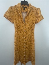 Forever 21 Yellow Floral  Button Down Summer Mini Dress. Size small.