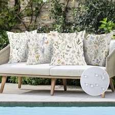 Wildflowers Spring Throw Pillow Cover Waterproof 18x18 Set of 4 Sage Green