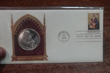 1975 POSTMASTER OF AMERICA COMMEMORATIVE ISSUE CHRISTMAS COIN STERLING W FDC #22