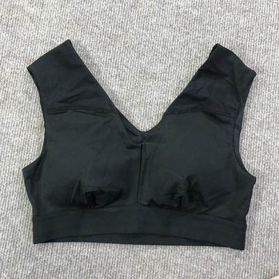 Tommie Copper Sports Bra Womens Medium Black Znergy V Neck Shoulder Support