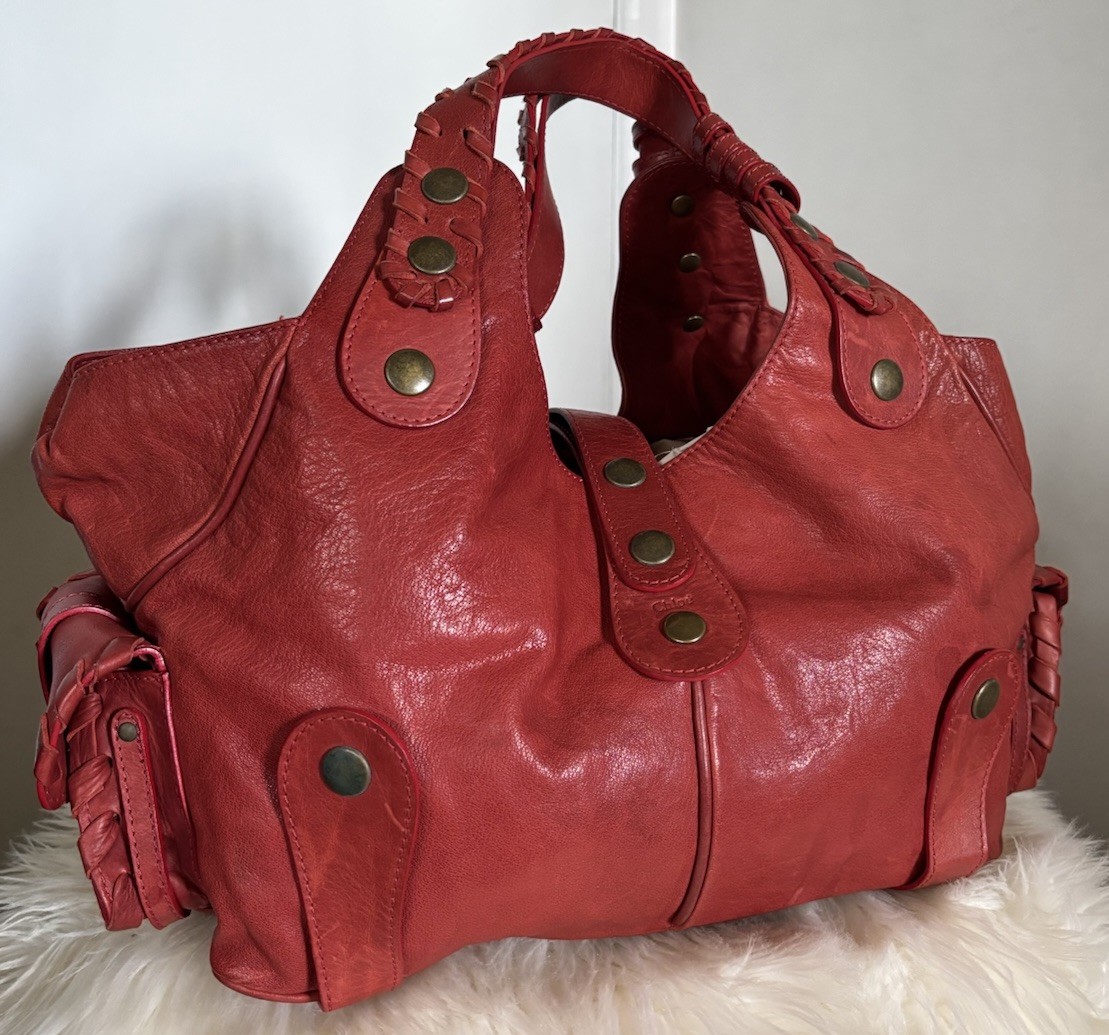 Chloé Silverado Y2K Vintage2006 クロエ Y2K Chloe Silverado Handbag Shoulder Bag Red Leather Vintage, Ex