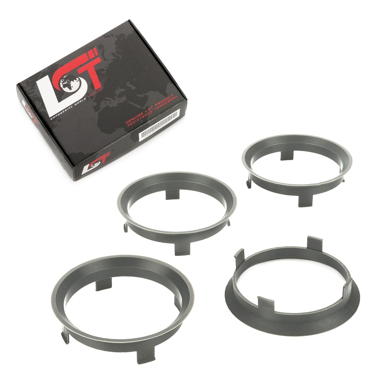4x Distance Rings Centering Rings Anthracite Ø 57.1 mm - Ø 60.1 mm for Subaru