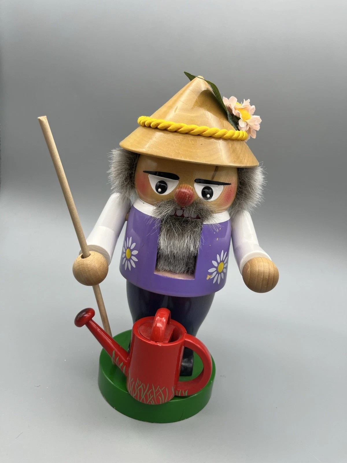 STEINBACH Germany Nutcracker Chubby Gardener 10" Watering Can Flowers