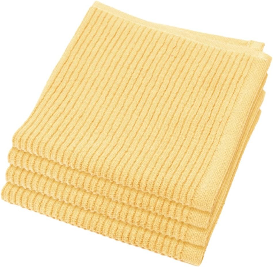 Now Designs Ripple Kitchen Dishcloth Lemon 13 x 13in Set of 4, Yellow 