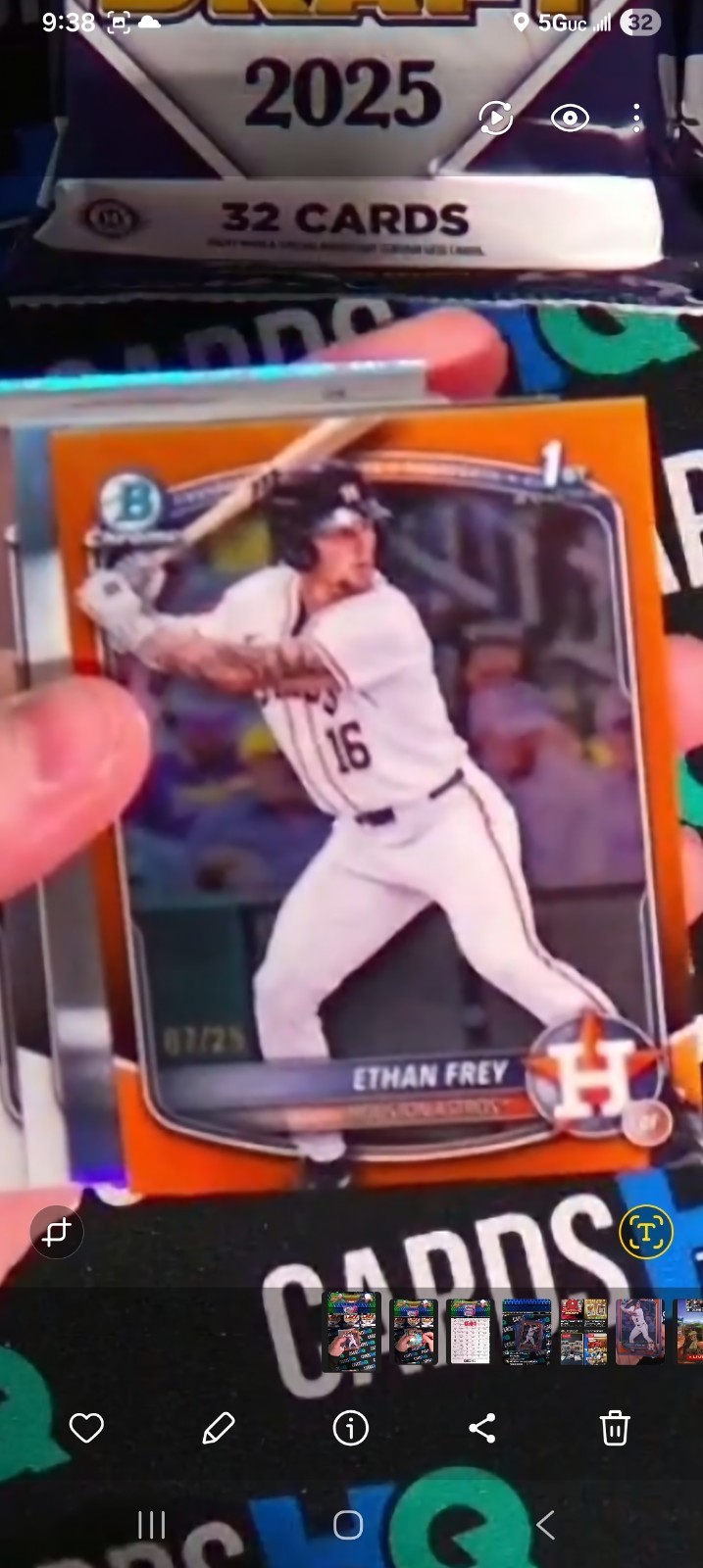 2025 Bowman Draft Chrome #BD-67 Ethan Frey True Orange 17/25 1st Bowman-Astros