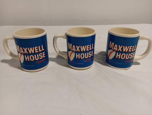 Set of 3 Vintage Maxwell House 8 Oz Coffee Mugs Cups "Good To The Last Drop"