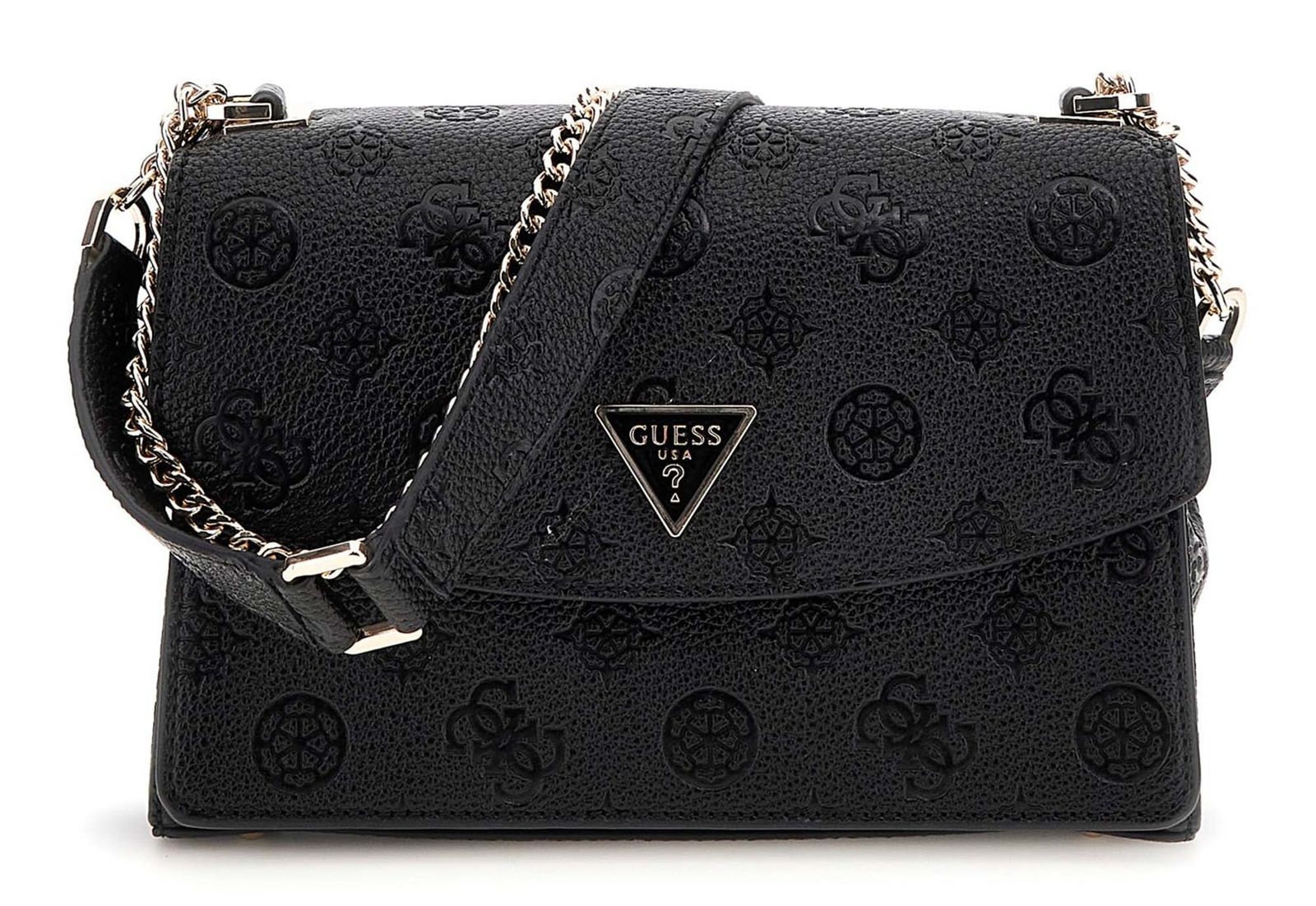 GUESS Cresidia II Convertible Xbody Flap Bag Black Logo