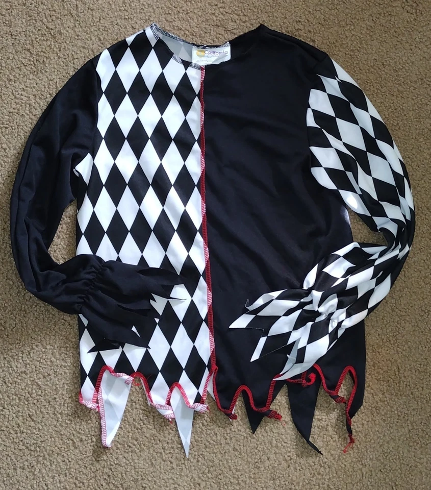 CALIF COSTUMES  JESTER/CLOWN/MIME HALLOWEEN COSTUME BLACK/WHITE CHILD M - Image 2 of 4