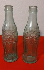 2 Vintage Coca-Cola Green Glass Bottle Kearney Nebraska & Junction City Kansas