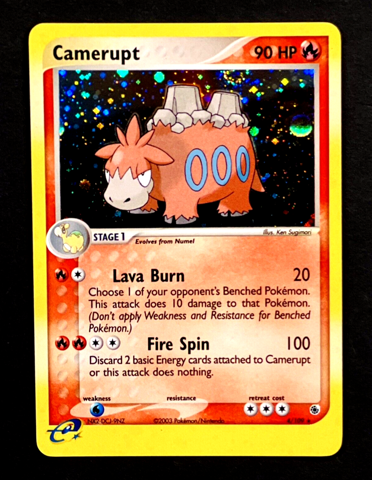 2003 Pokemon CAMERUPT Ex Ruby & Sapphire HOLO RARE eReader Card 4/109 SWIRL MINT-image