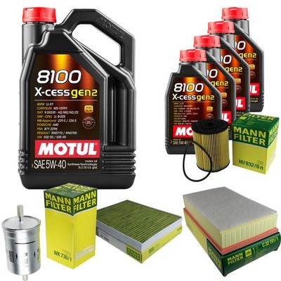 MANN Inspektionspaket 9L MOTUL 8100 X-CESS 5W-40 für VW Multivan V 3.2 V6