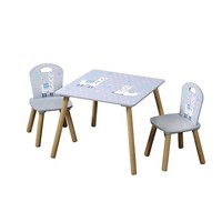 Kesper Kindertisch Mit 2 StüHlen Alpaka Motiv Grau Faserplatte 55X55X45 Cm