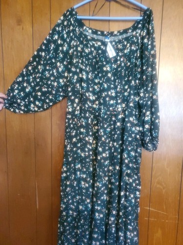 Old Navy Maxi Dress Women 4X Long-Sleeve Fit & Flare Smocked Floral Tiered Boho - Bild 3 von 14