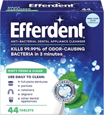 Efferdent Denture Cleaner Minty Fresh & Clean, Retainer Cleaning Tablets for Ali