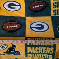 NFL Green Bay Packers Squares Patchwork Fleece Craft Sewing Fabric One Yard New